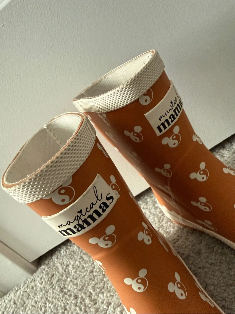 Toddler Waterproof Pumpkin Mickey-Print Rain Boots by Magical Mamas